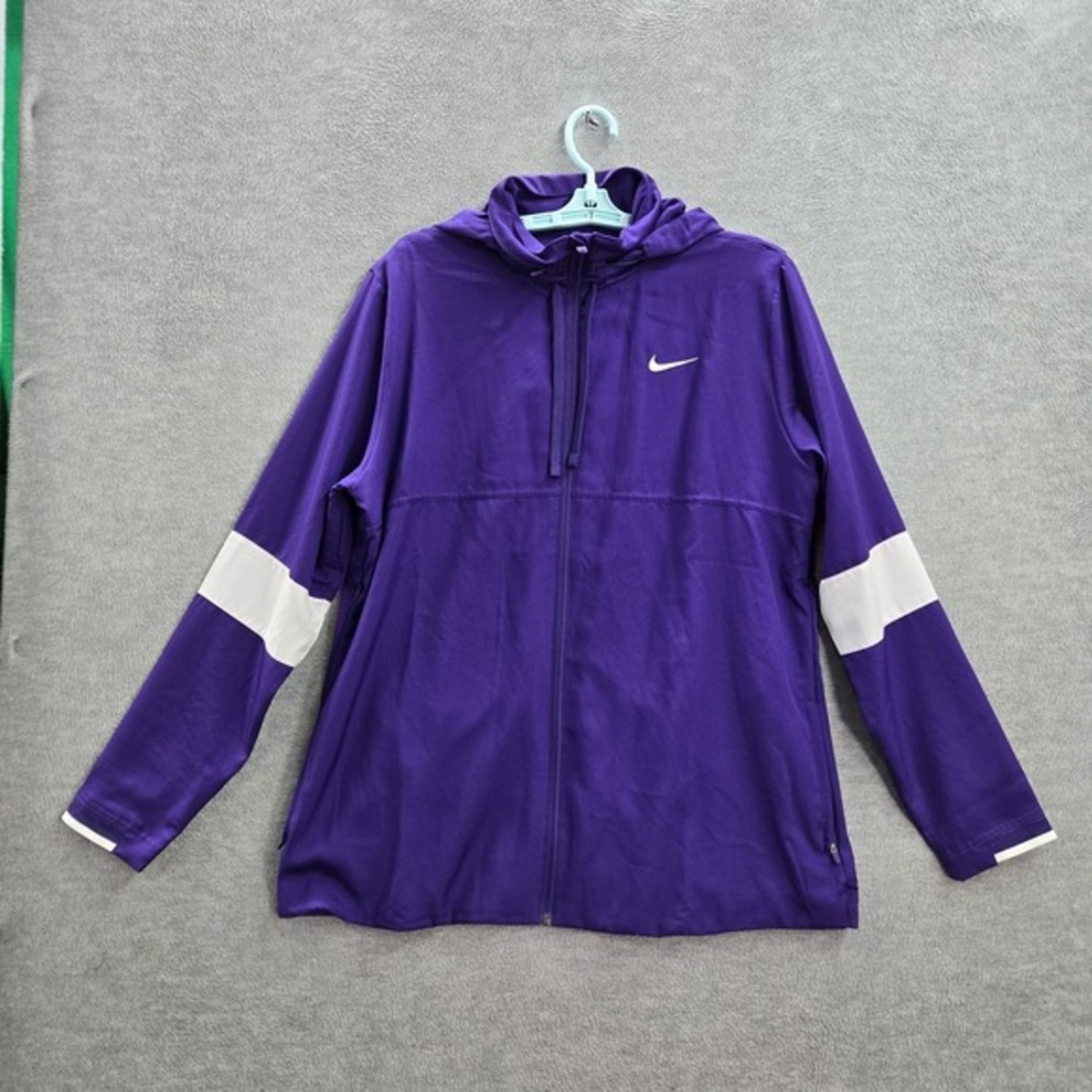 Nike Women Jacket XL Purple Track Activewear Logo Full Zip Long Sleeve Polyester
